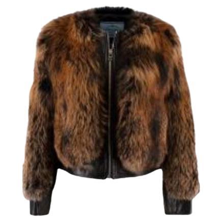 Prada Black & Brown Leather & Fox Fur Jacket For Sale