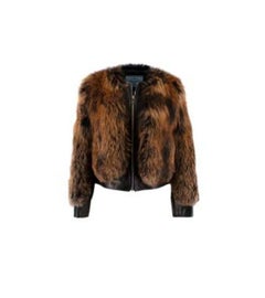 Prada Black & Brown Leather & Fox Fur Jacket