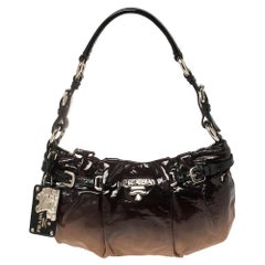 Prada Black/Brown Ombre Patent Leather Baguette