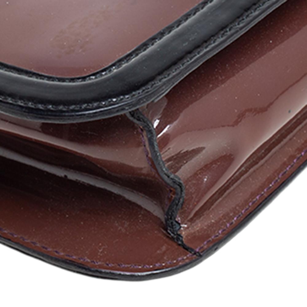 Prada Black/Brown Patent Leather Flap Baguette 5