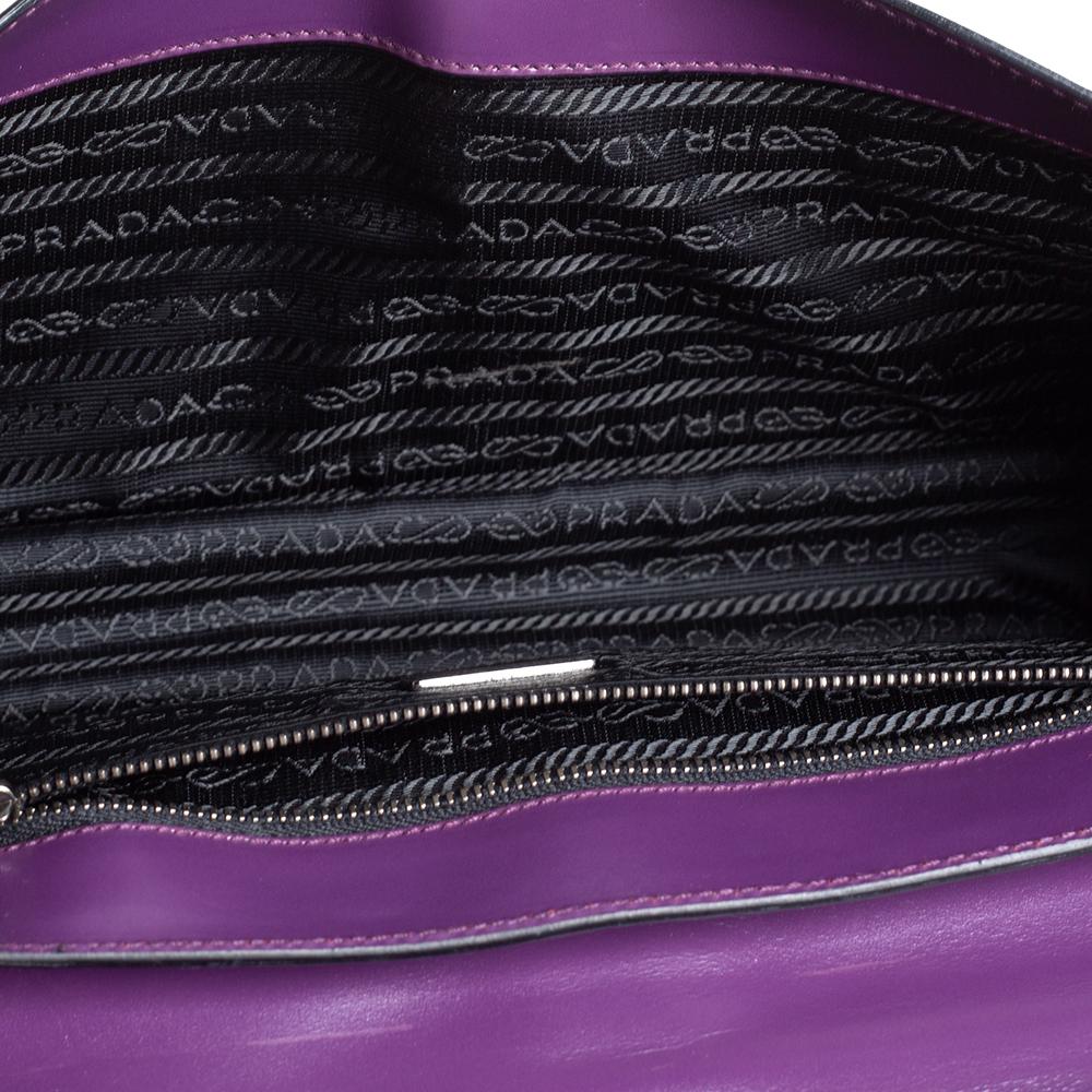 Prada Black/Brown Patent Leather Flap Baguette 2