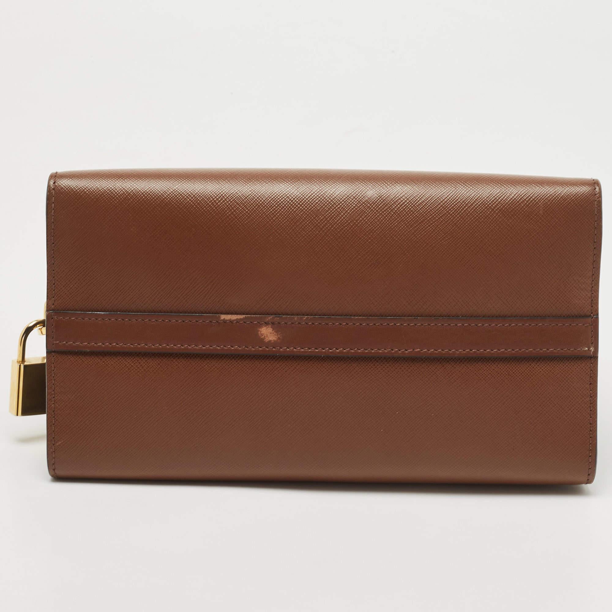 Prada Black/Brown Saffiano and City Calf Leather Small Esplanade Bag 1