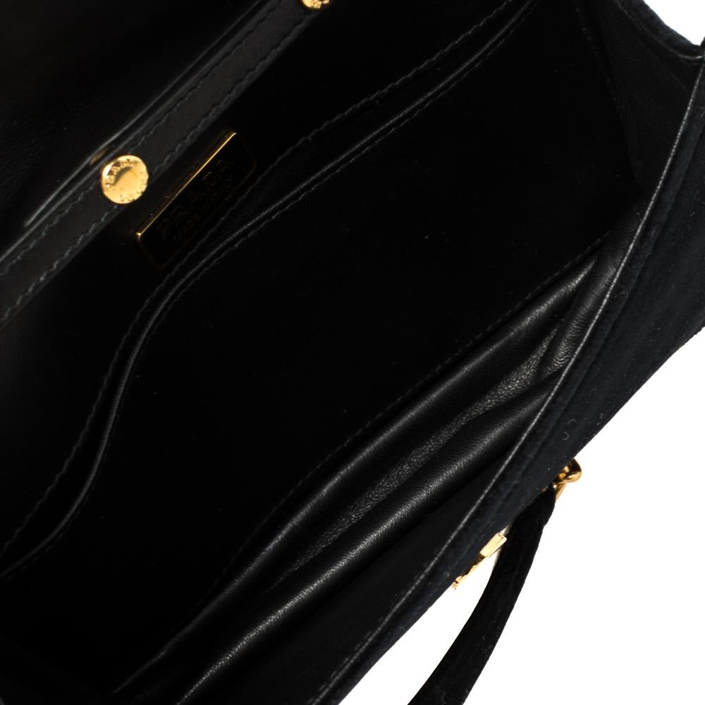 Prada Black/Brown Velvet Buckle Flap Crossbody Bag 3