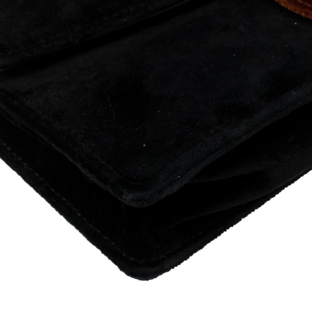 Prada Black/Brown Velvet Buckle Flap Crossbody Bag 1