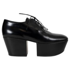 Prada black brushed leather 2021 PLATFORM DERBY Shoes 36