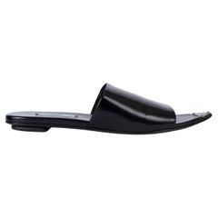 PRADA Schwarz gebürstete Leder 2022 LOGO SLIDE Sandalen Schuhe 37