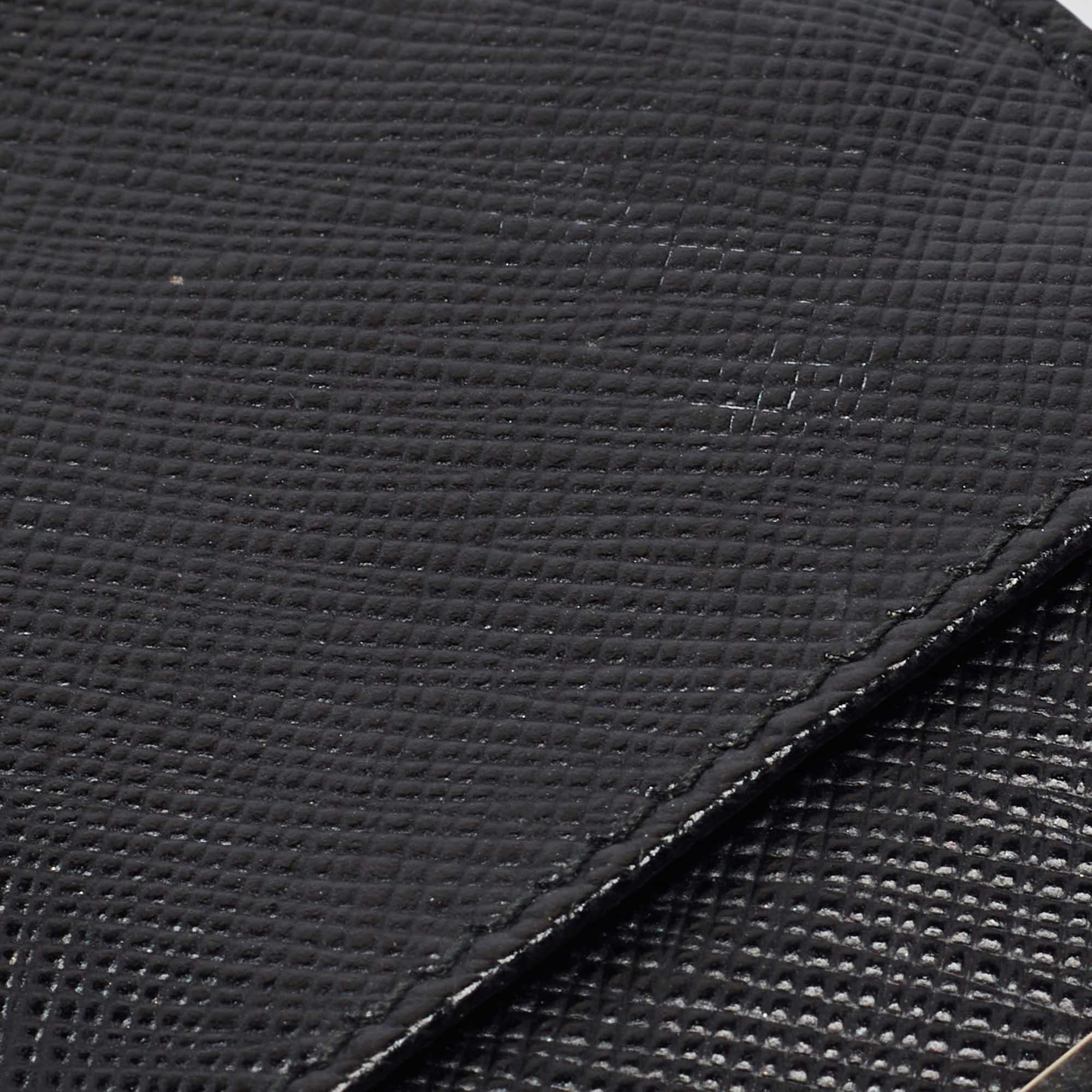 Prada Black Brushed Leather Chain Card Holder 2