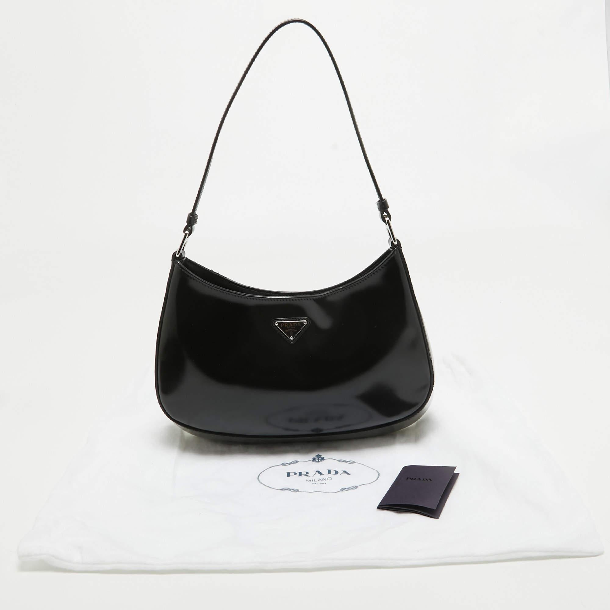 Prada Black Brushed Leather Cleo Shoulder Bag 6