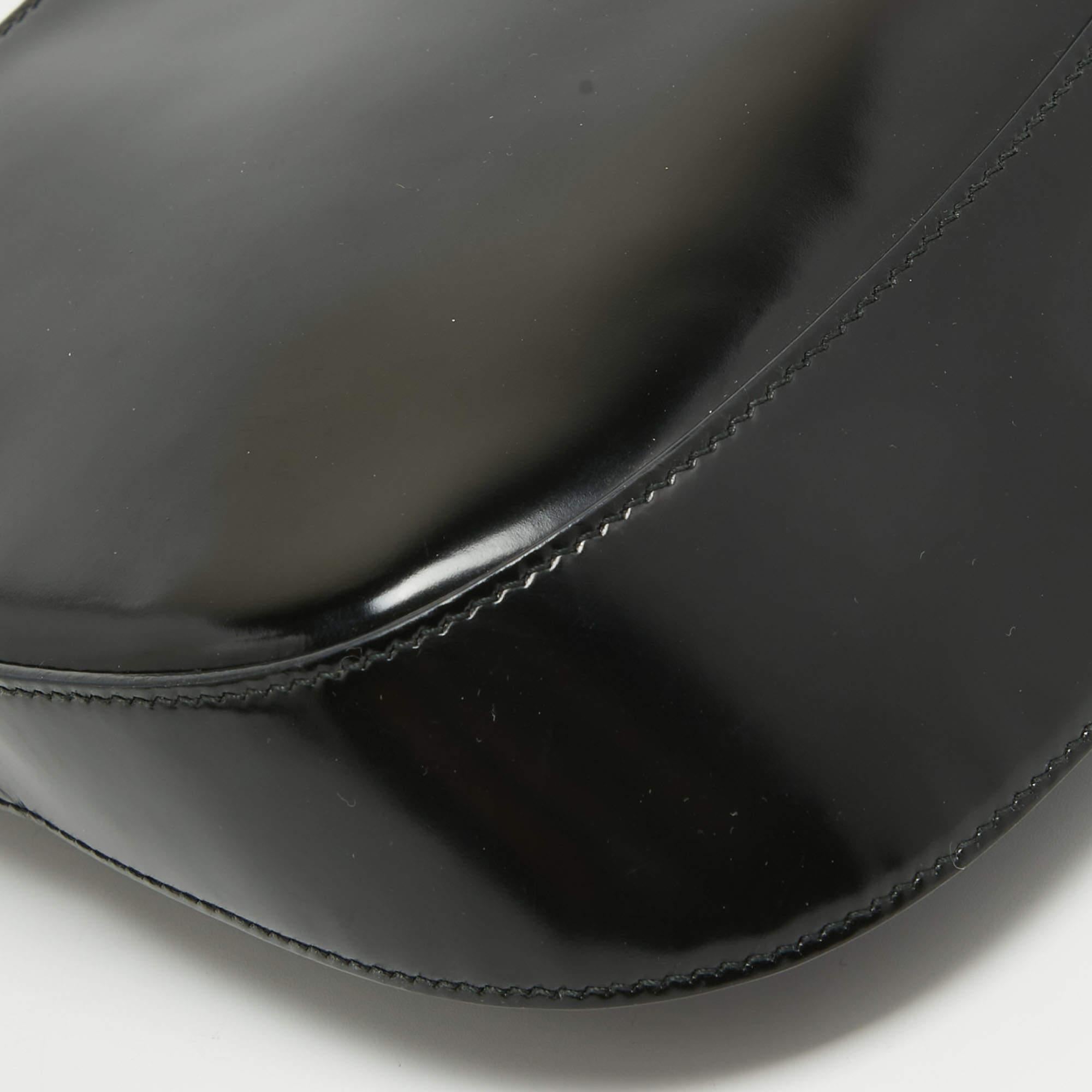 Prada Black Brushed Leather Cleo Shoulder Bag For Sale 9