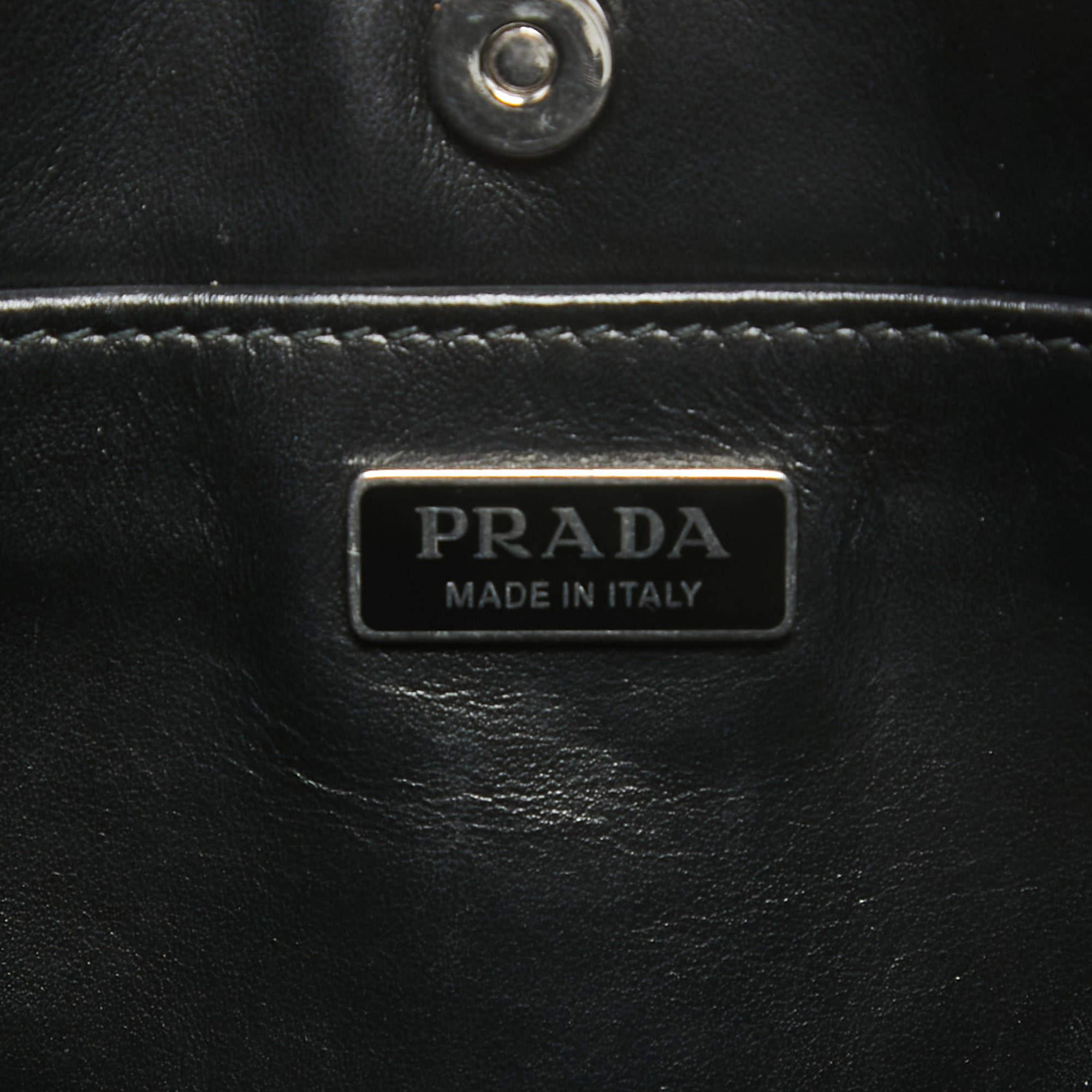 Prada Black Brushed Leather Cleo Shoulder Bag For Sale 1