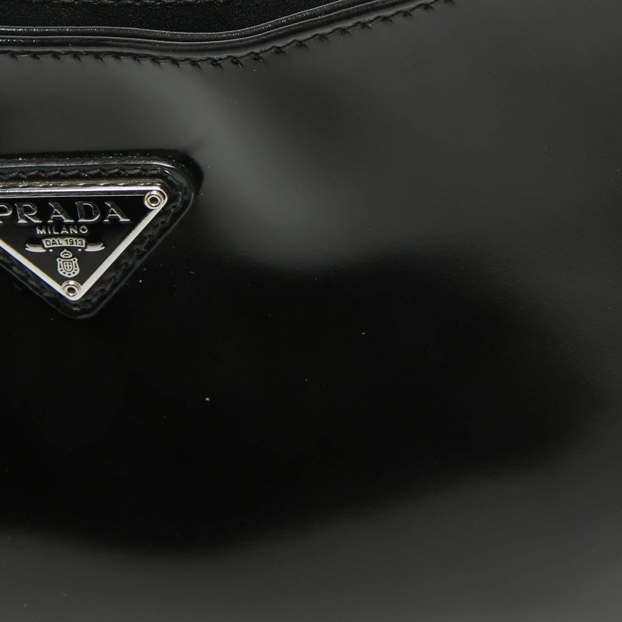 Prada Black Brushed Leather Cleo Shoulder Bag 4