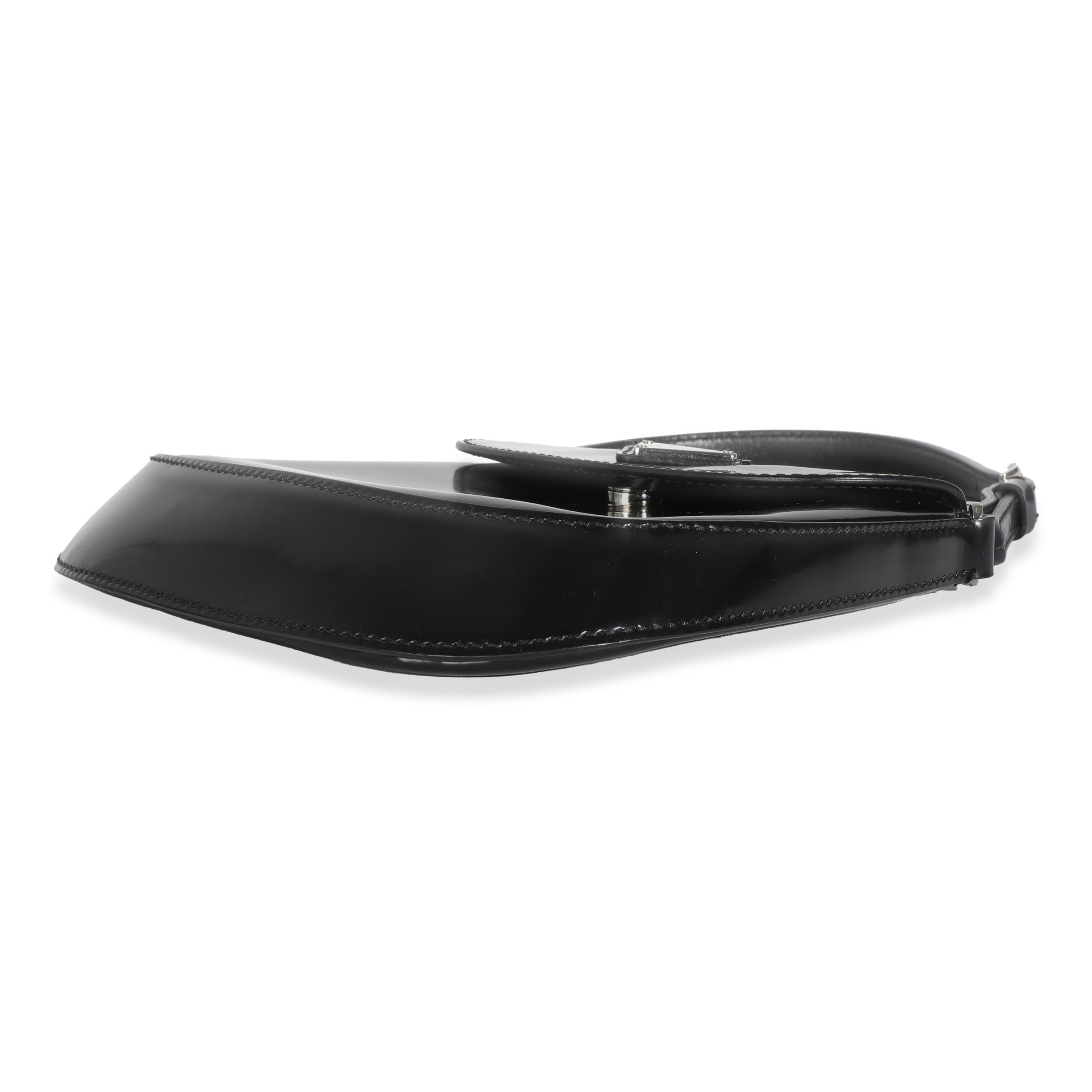 Prada Black Brushed Leather Mini Cleo For Sale 1