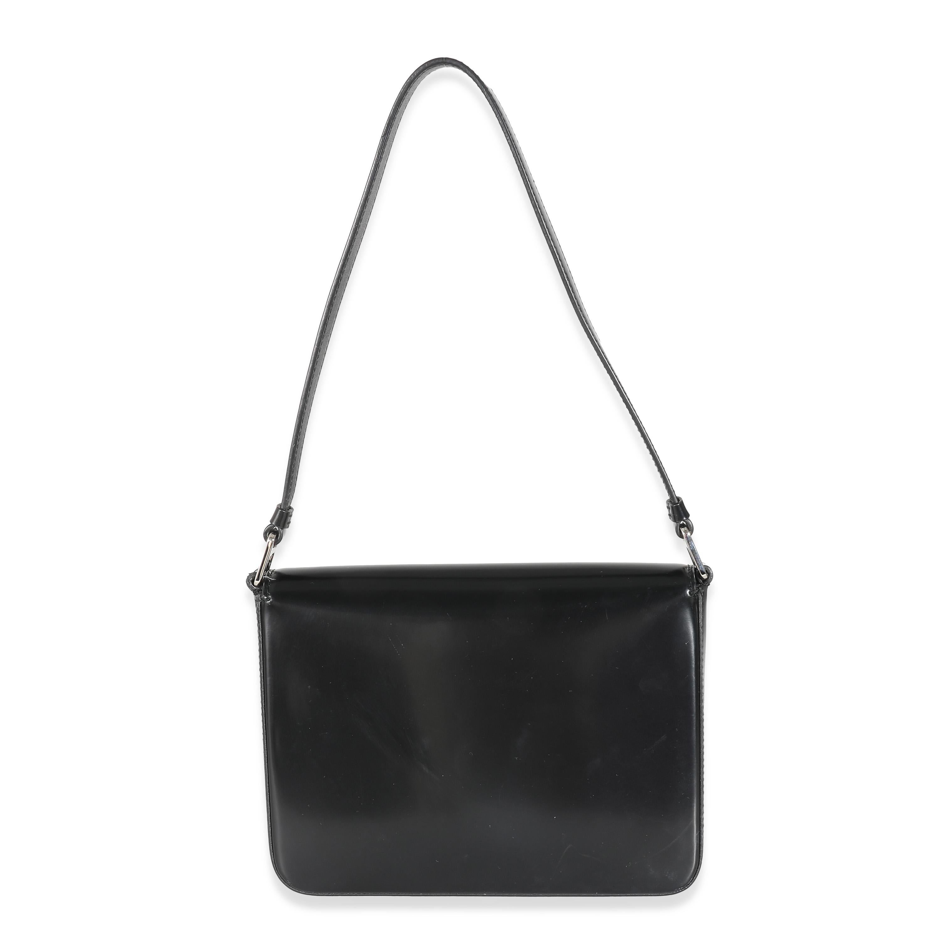 Bolso de hombro Prada de piel cepillada negra en venta 3