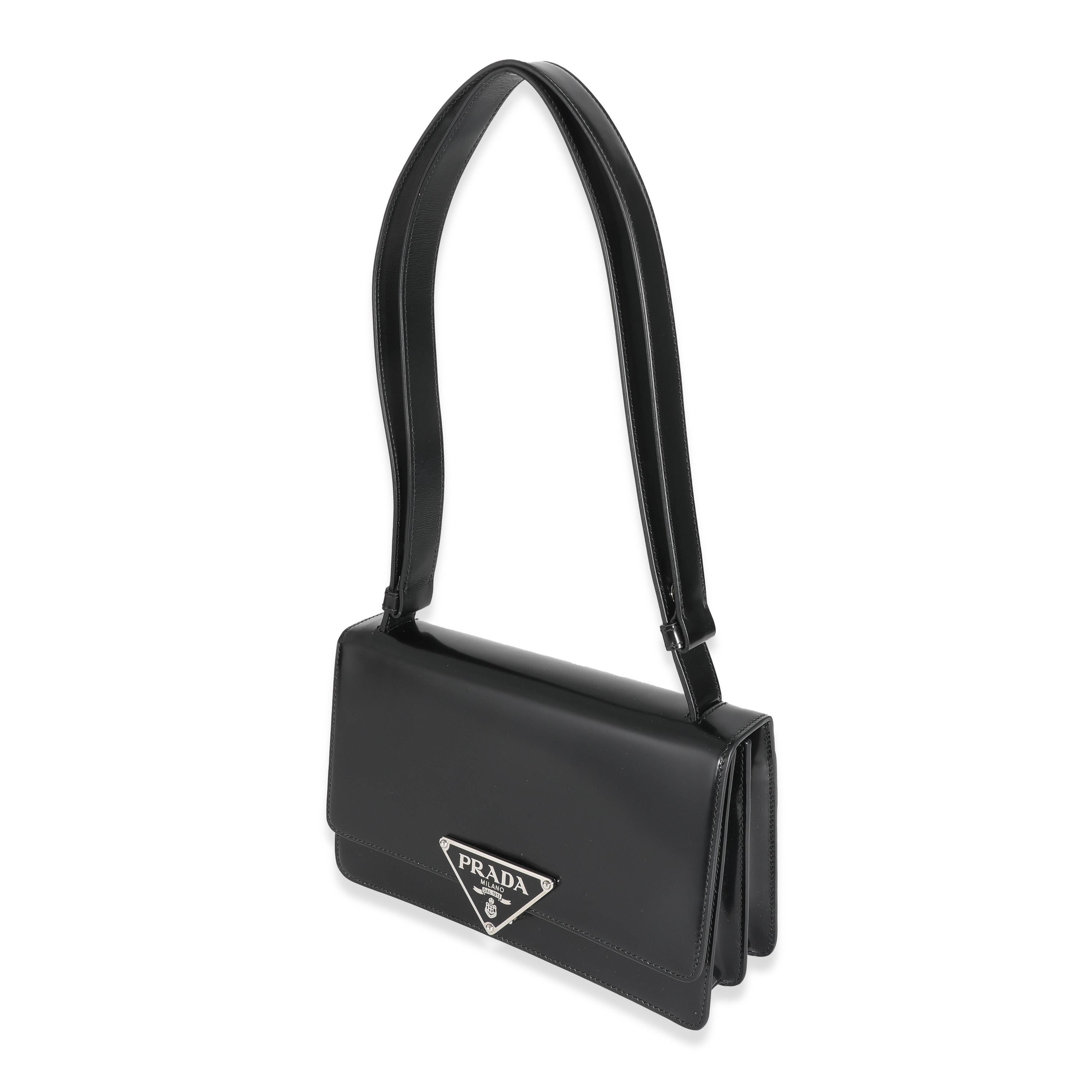 Prada Black Brushed Spazzolato Emblème Flap Bag 1