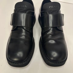 Prada Black Brushed Spazzolato Leather Derby Shoes Size 10 Chunky Platform