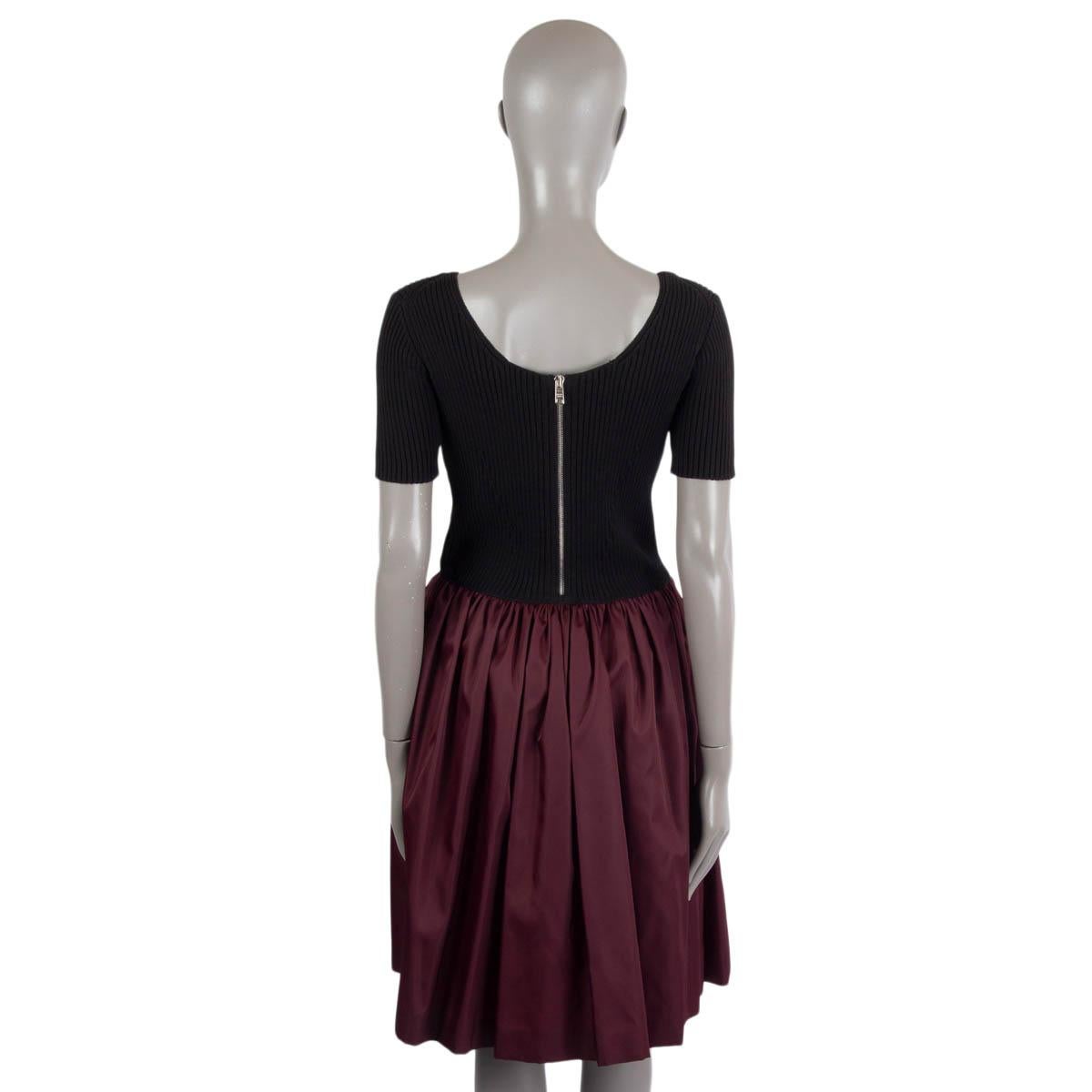 Women's PRADA black & burgundy PANELED SHORT SLEEVE KNIT Dress 42 M For Sale