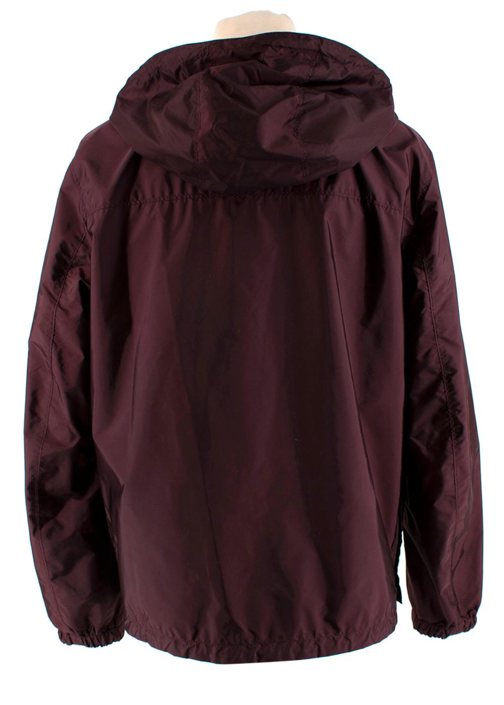Men's Prada Black & Burgundy Reversible Hooded Nylon Jacket  - US size 42 For Sale