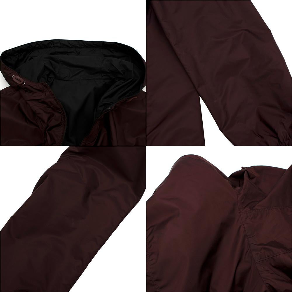 Prada Black & Burgundy Reversible Hooded Nylon Jacket  - US size 42 For Sale 2
