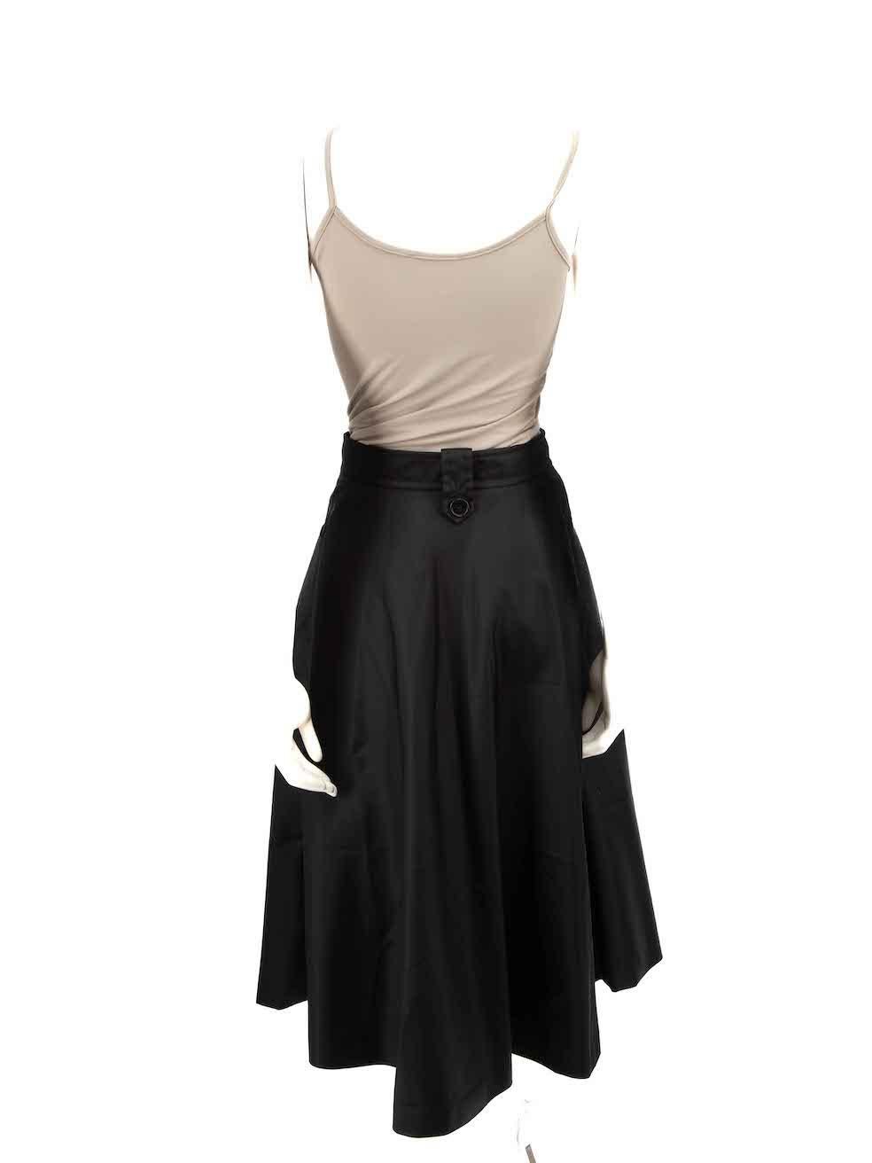 Prada Black Button Down A-Line Midi Skirt Size XS In Good Condition In London, GB