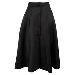 Prada Black Button Down A-Line Midi Skirt Size XS