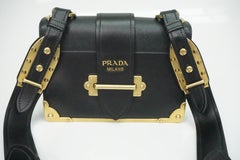 Prada Black Cahier Shoulder Bag W/ Gold Hardware