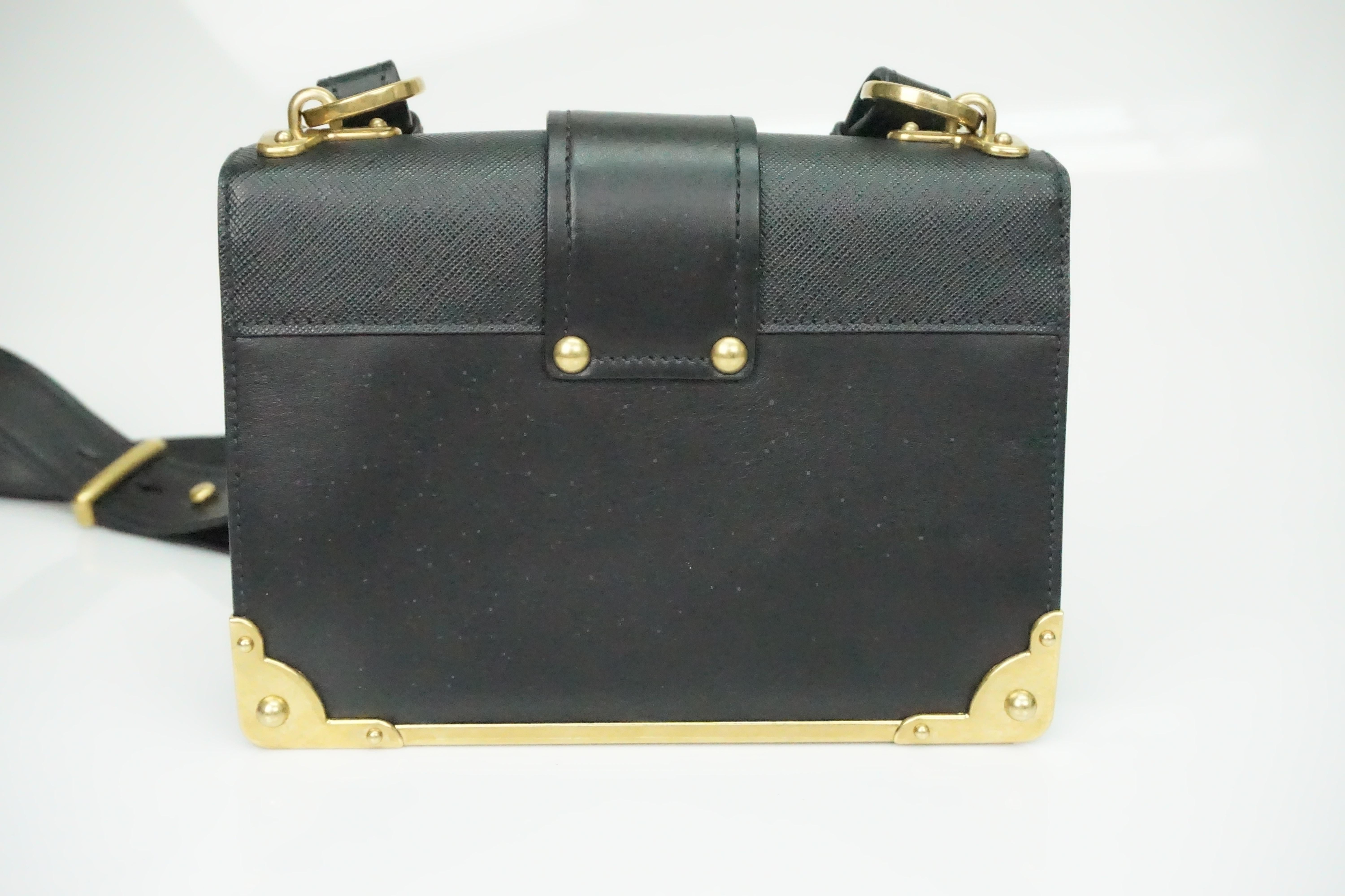 Women's or Men's Prada Black Cahier Shoulder Bag W/ Gold Hardware 