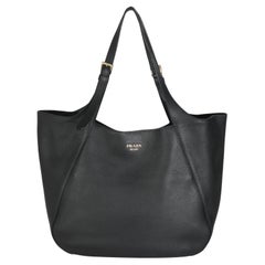 Prada Black Calfskin Buckle Large Leather Tote