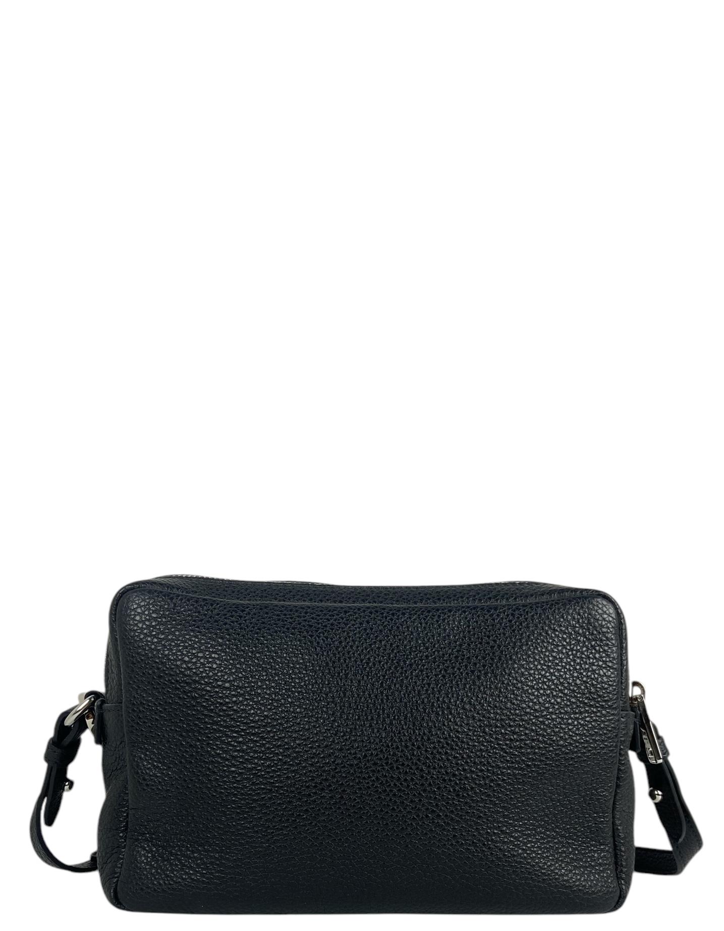 Donna Prada Black Calfskin Leather Flou Camera Crossbody Bag w/ 2 Straps in vendita