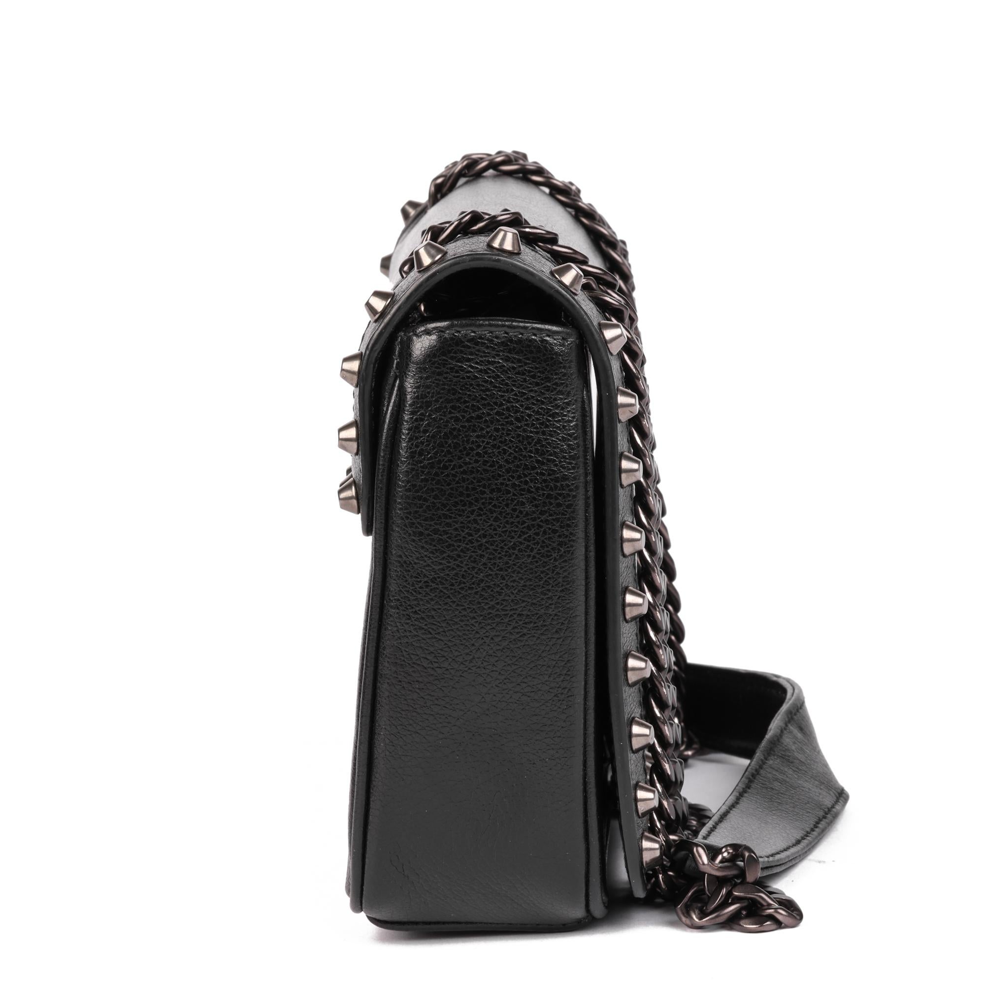 Women's PRADA Black Calfskin Leather Studded Crossbody Bag