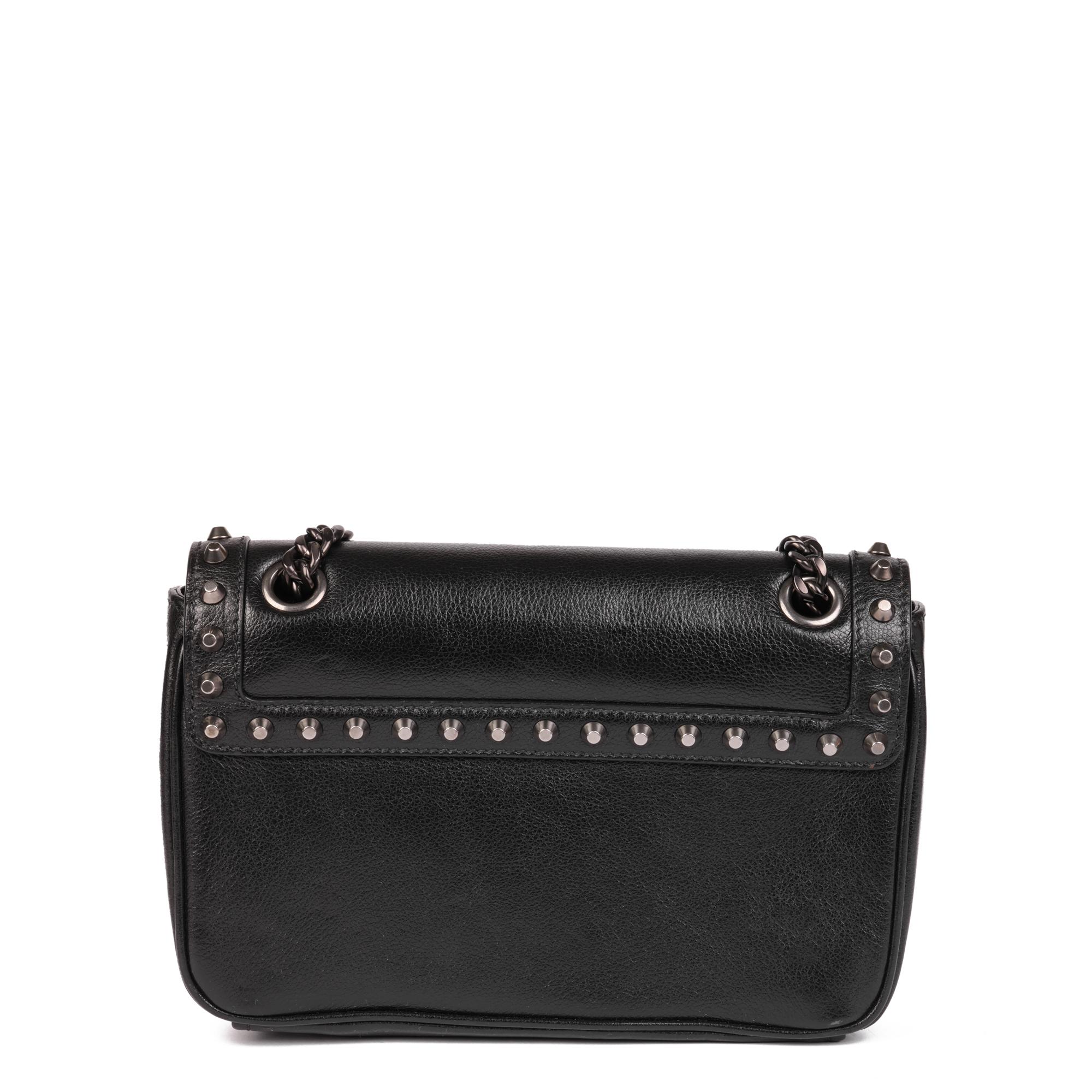 PRADA Black Calfskin Leather Studded Crossbody Bag 1