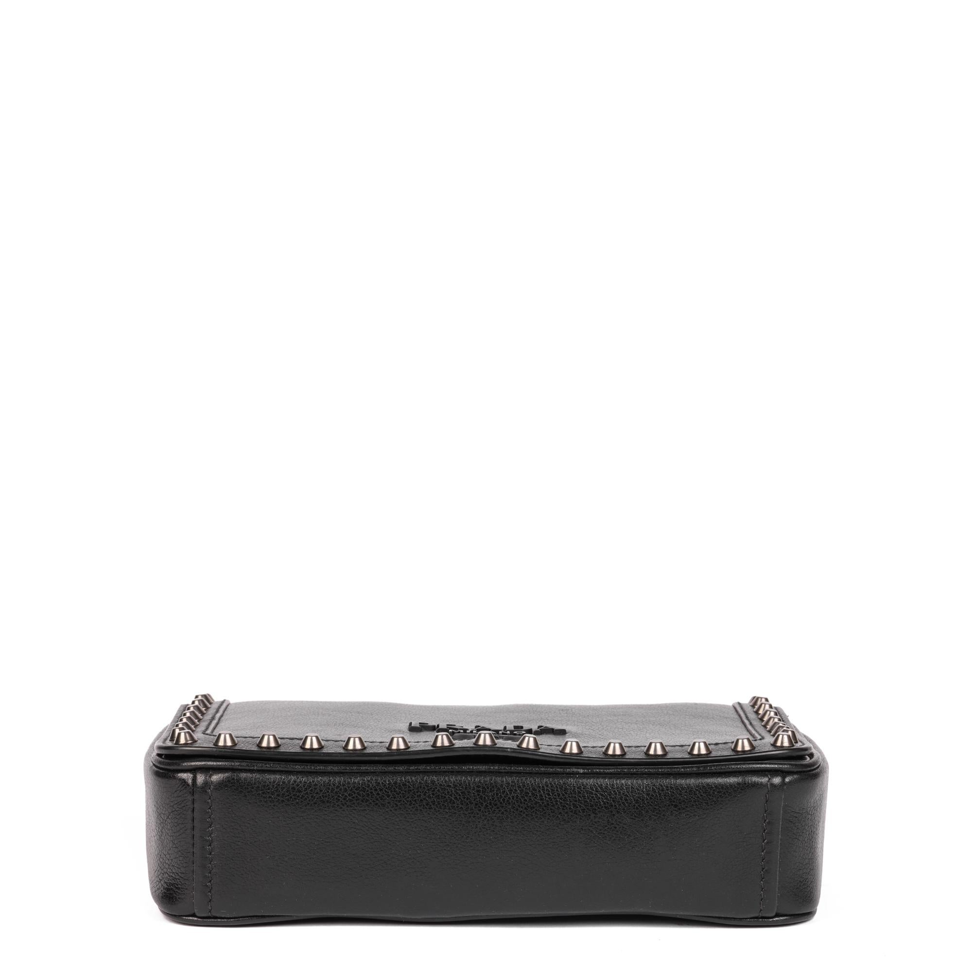 PRADA Black Calfskin Leather Studded Crossbody Bag 2