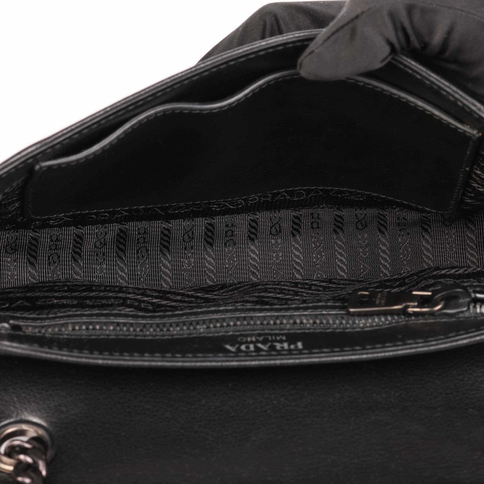 PRADA Black Calfskin Leather Studded Crossbody Bag 5