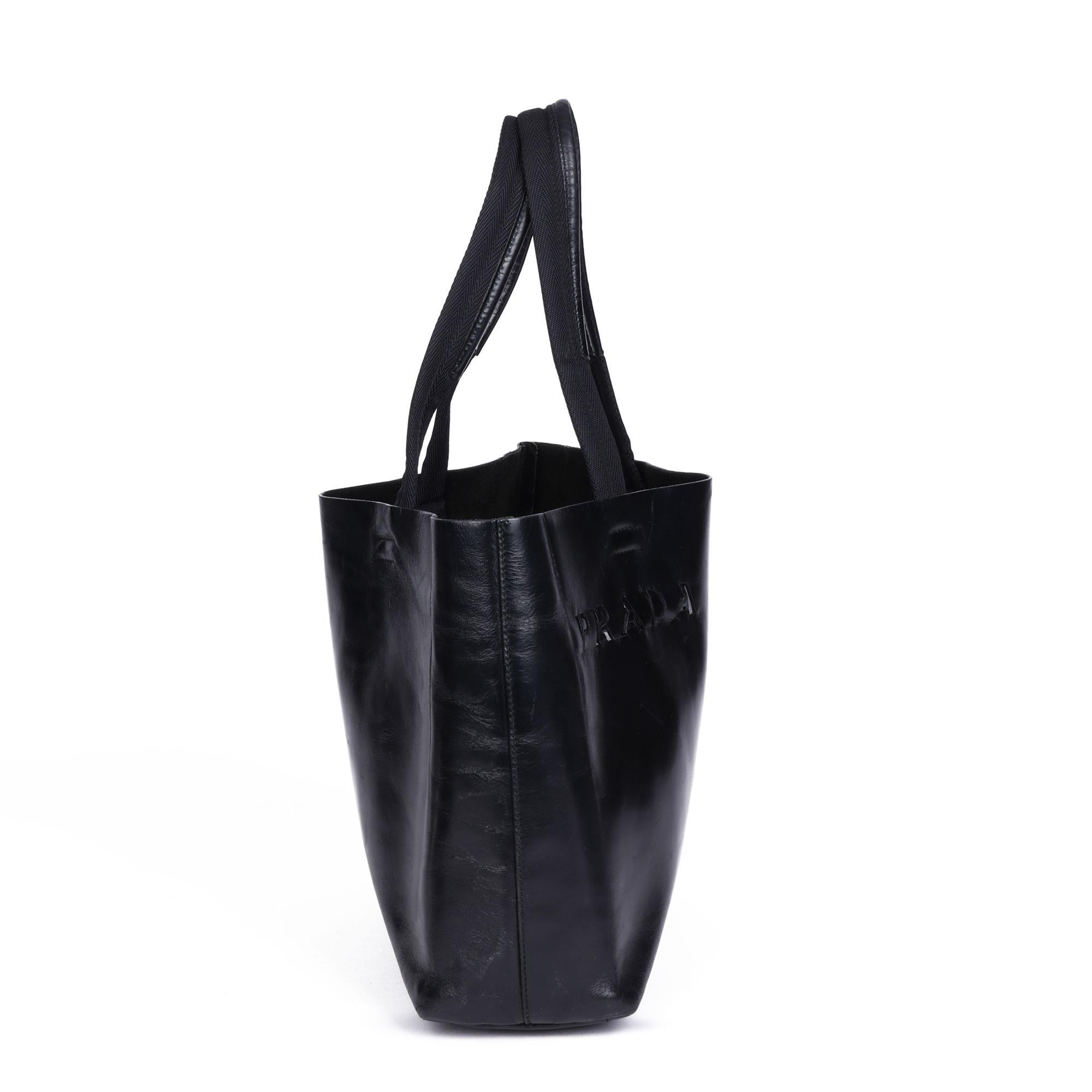 Prada Black Calfskin Leather Vintage Cut-Out Tote 2