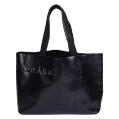 Prada Schwarzes Kalbsleder Vintage Cut-Out Tote