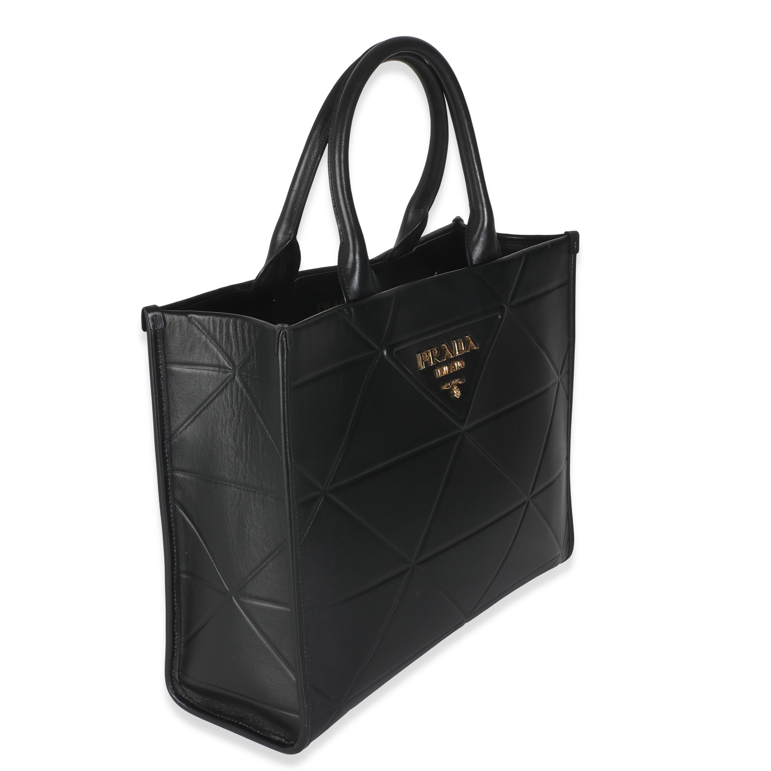 Nero Prada Black Calfskin Medium Symbole Tote in vendita