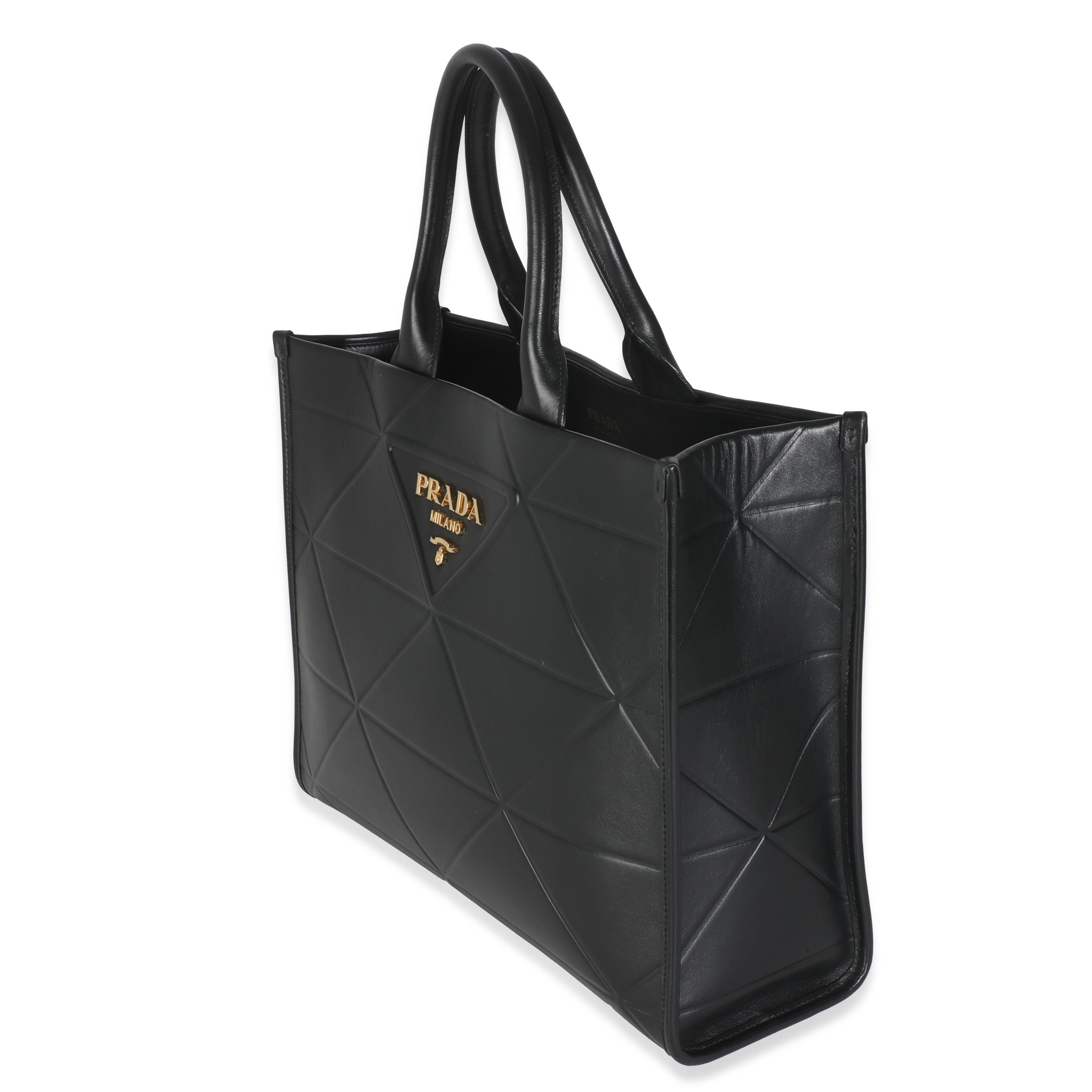 Prada Black Calfskin Medium Symbole Tote In condizioni ottime in vendita a New York, NY