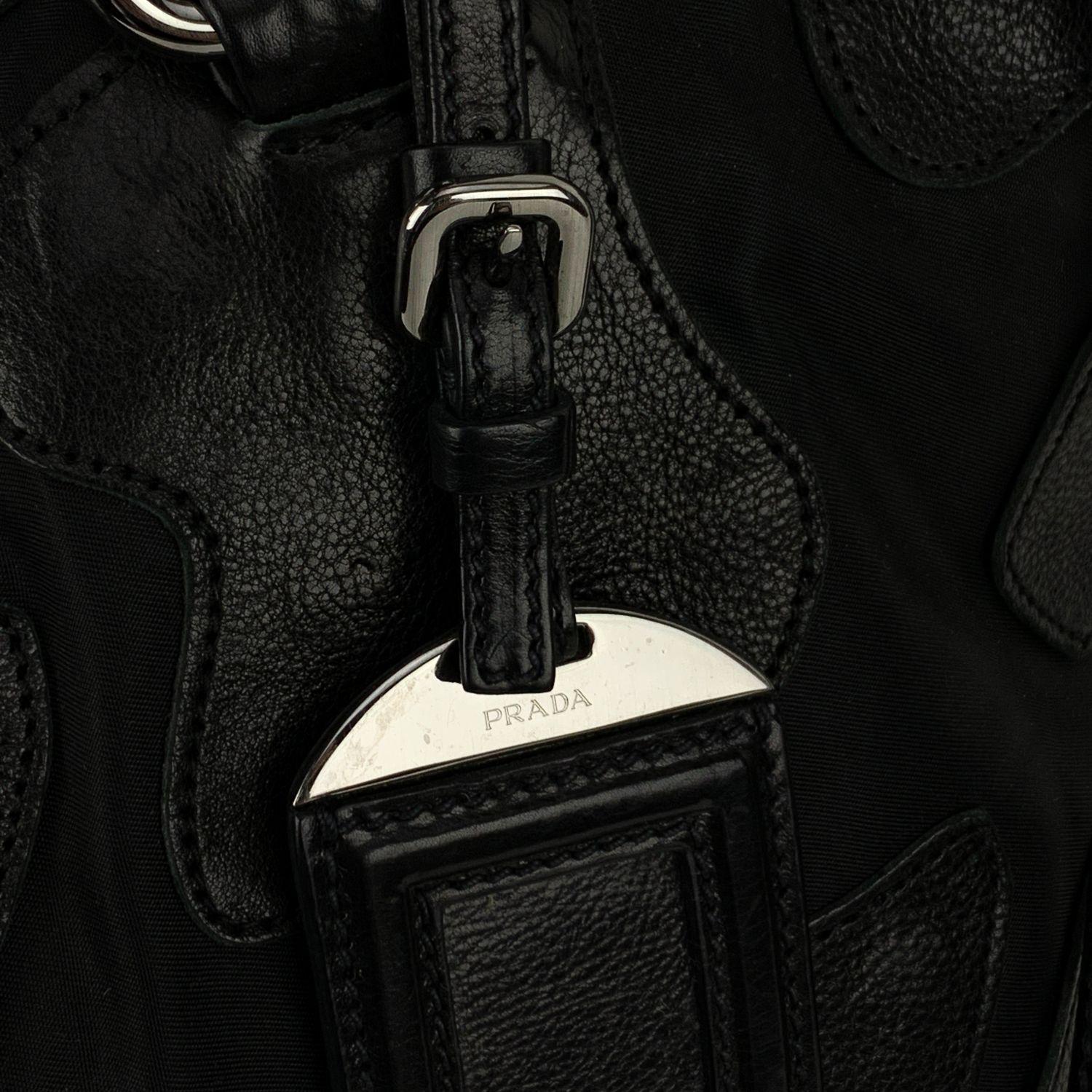 Women's Prada Black Canvas and Leather 2 Way Tote Shoulder Bag BR4042