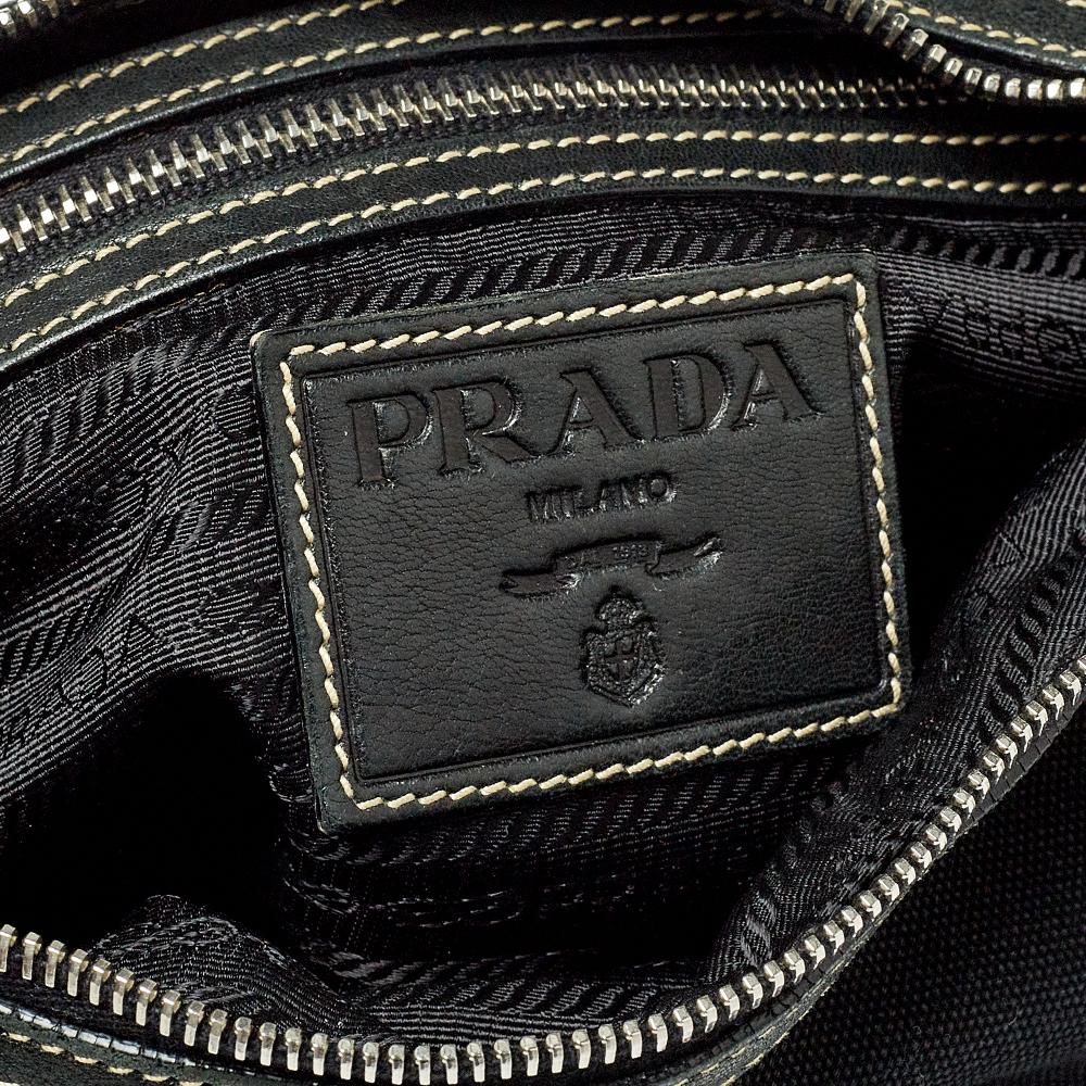 Prada Black Canvas And Leather Cruise Rope Baguette Bag 3