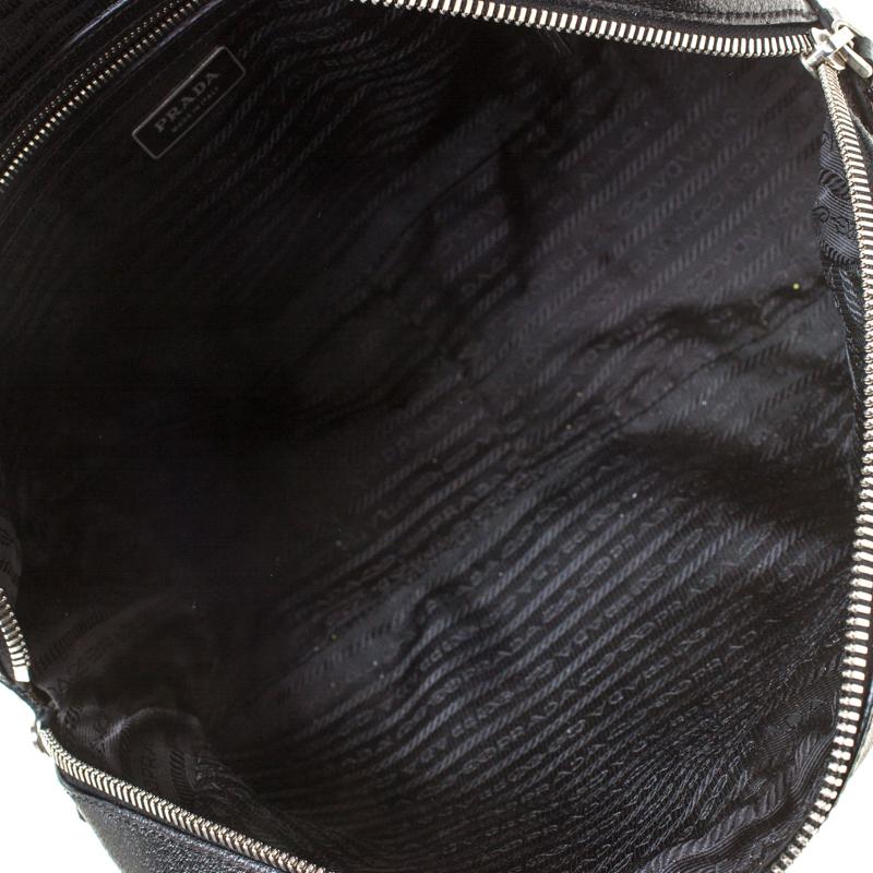 Prada Black Canvas and Leather Trim Bowler Bag 6