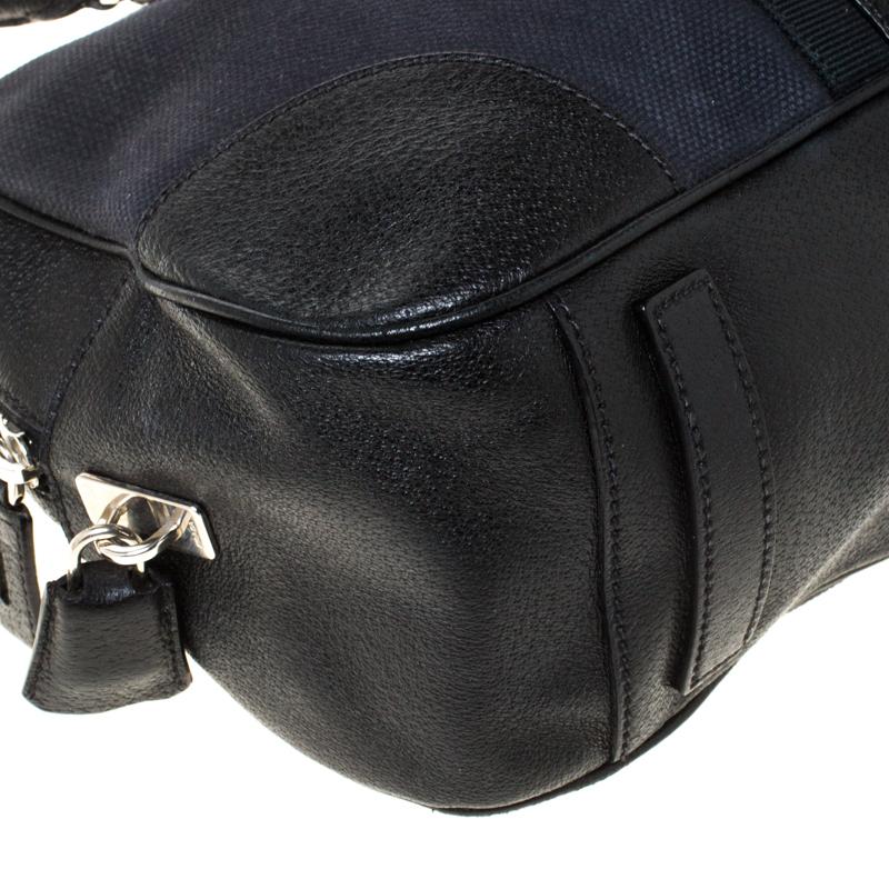 Prada Black Canvas and Leather Trim Bowler Bag 3