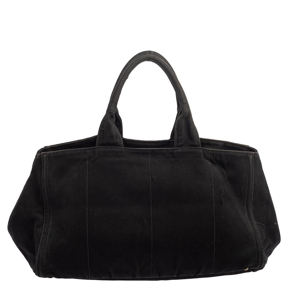 Prada Black Canvas Crystal Embellished Canapa Tote 5