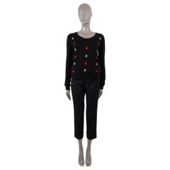 PRADA black cashmere 2016 ARGYLE Sweater 40 S