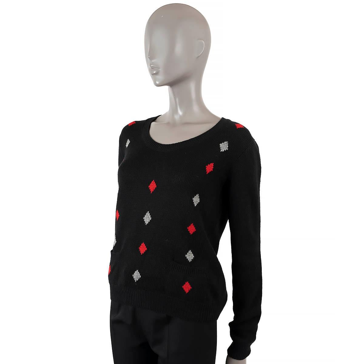 Women's PRADA black cashmere 2016 ARGYLE Sweater 40 S For Sale