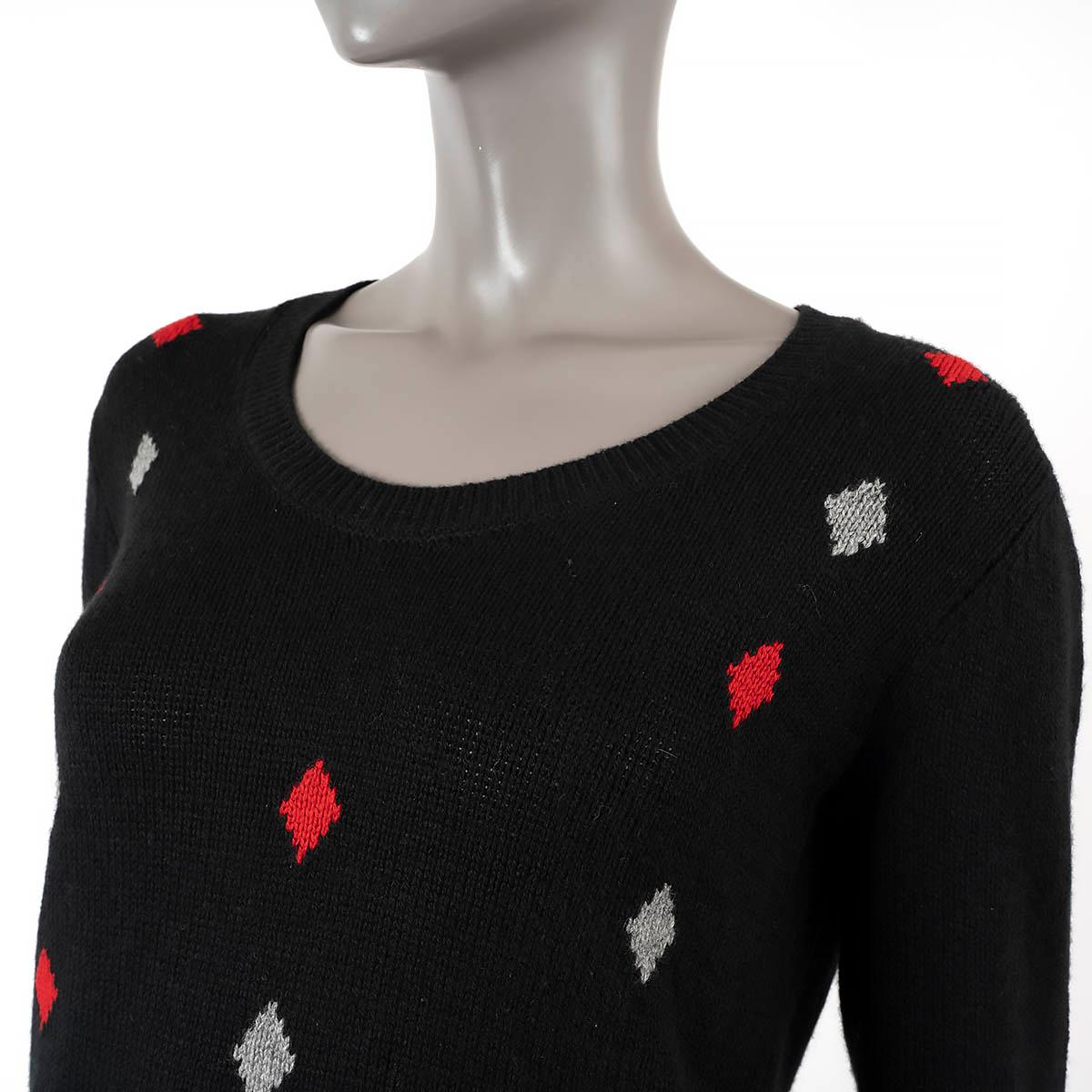 PRADA black cashmere 2016 ARGYLE Sweater 40 S For Sale 2