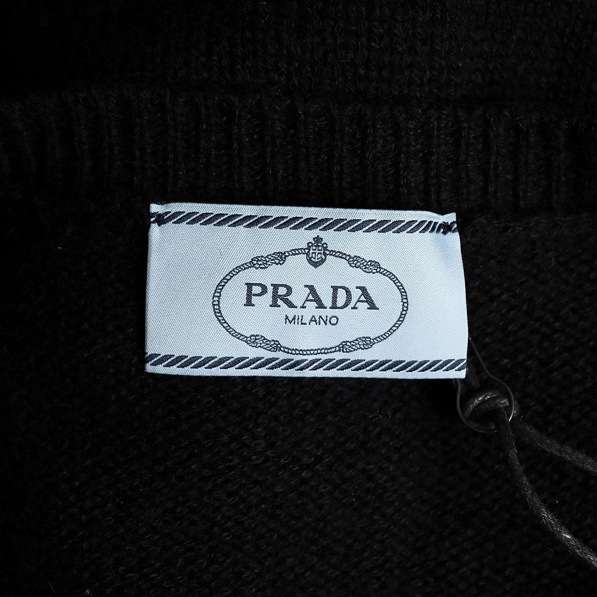PRADA black cashmere 2016 ARGYLE Sweater 40 S For Sale 3