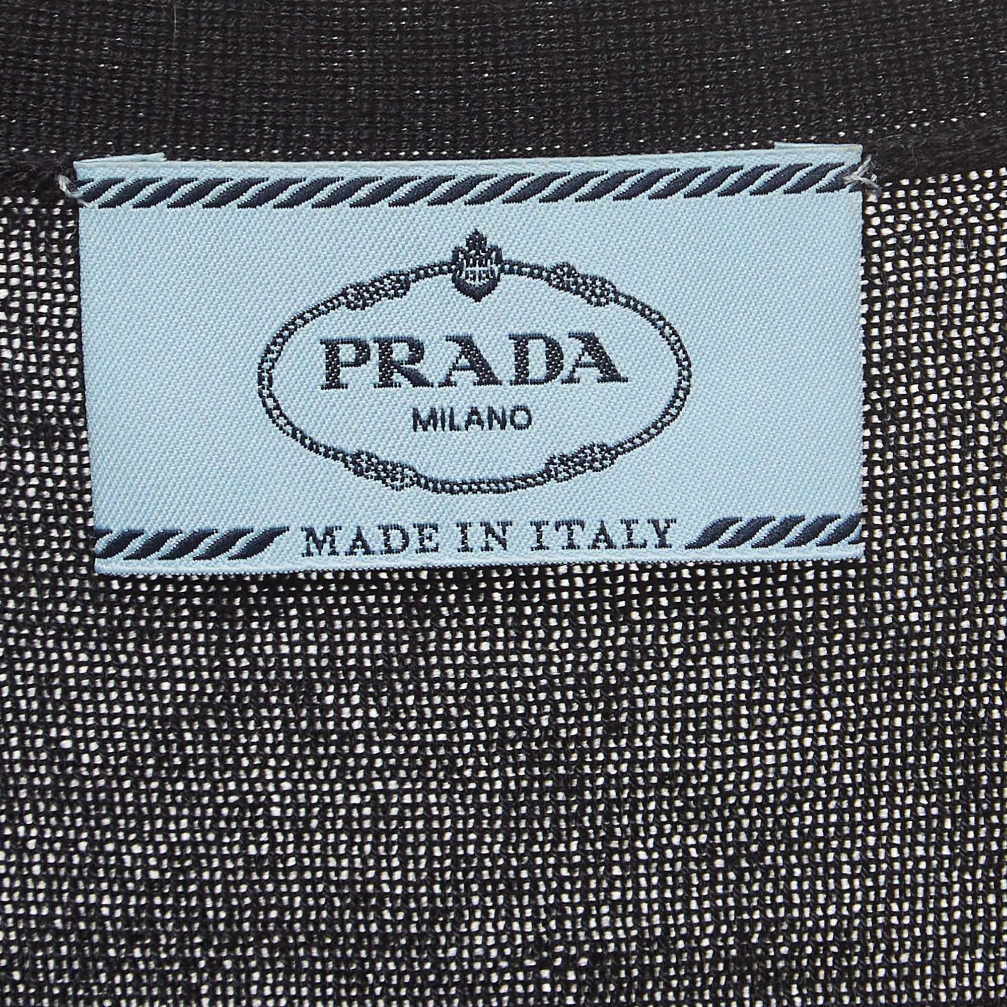 Prada Black Cashmere and Silk Buttoned Cardigan S For Sale 1
