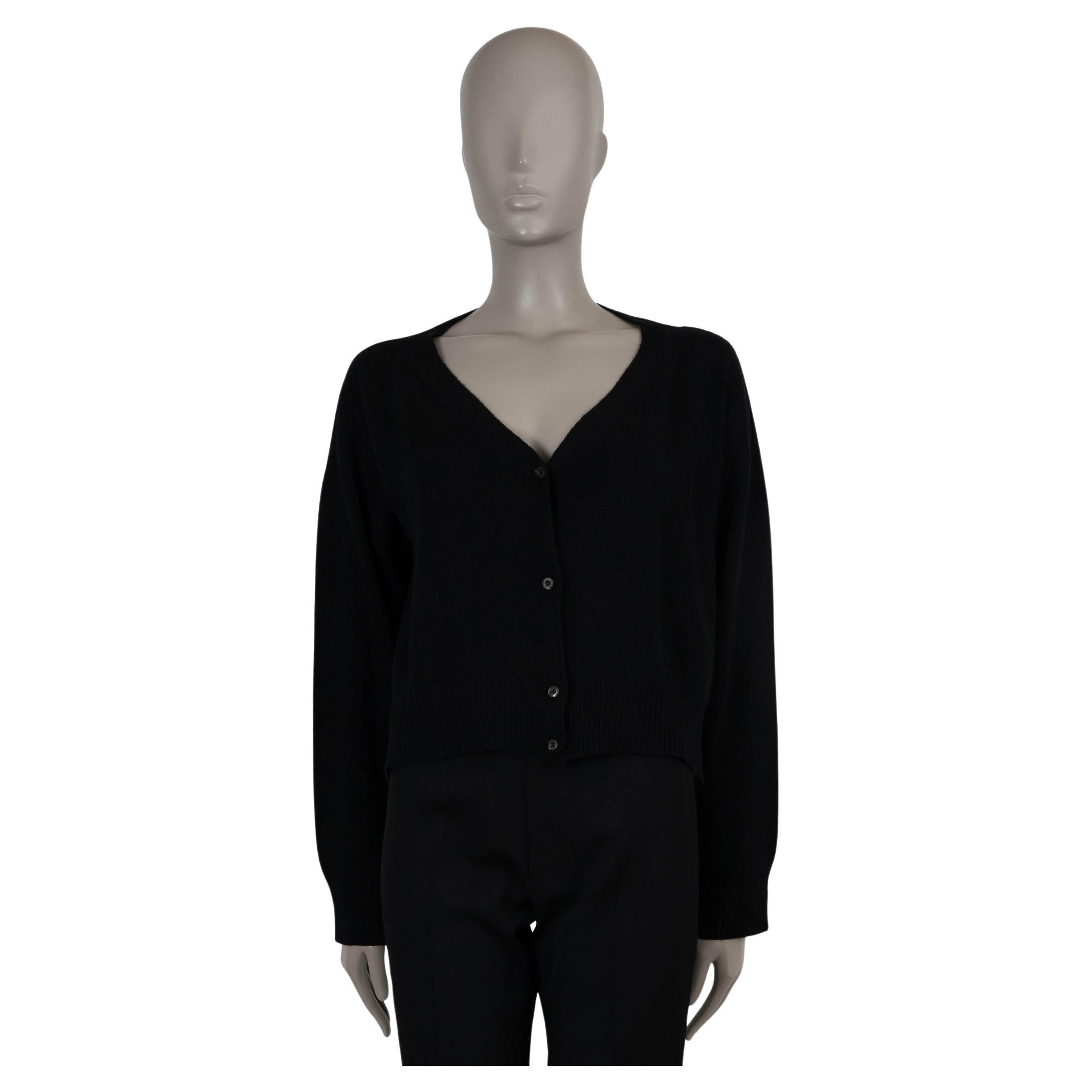 PRADA cachemira negro BOXY V-NECK Cárdigan Suéter 42 M en venta