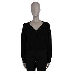 PRADA cachemira negro BOXY V-NECK Cárdigan Suéter 42 M