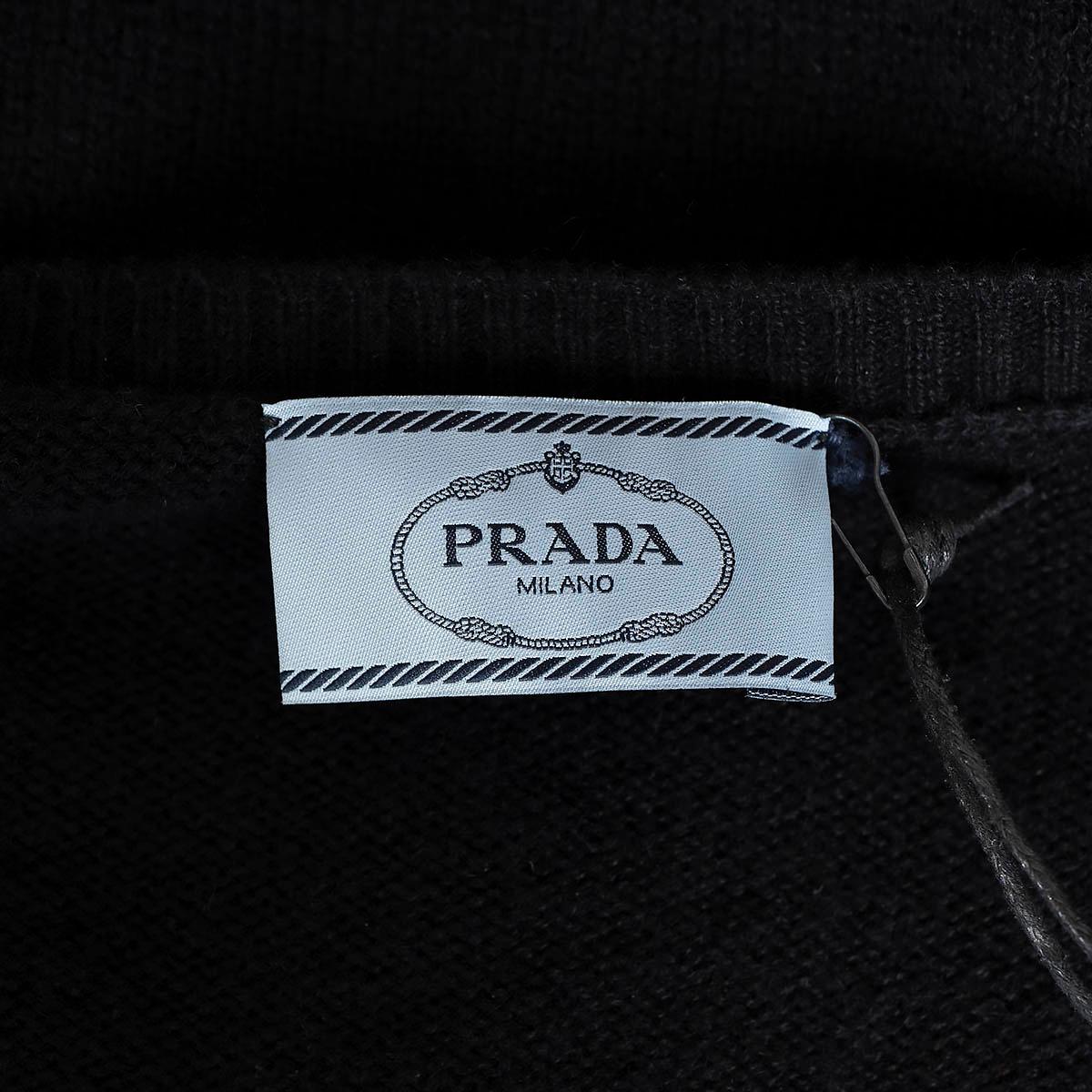 PRADA black cashmere FLORAL SEQUIN Cardigan Sweater S For Sale 2
