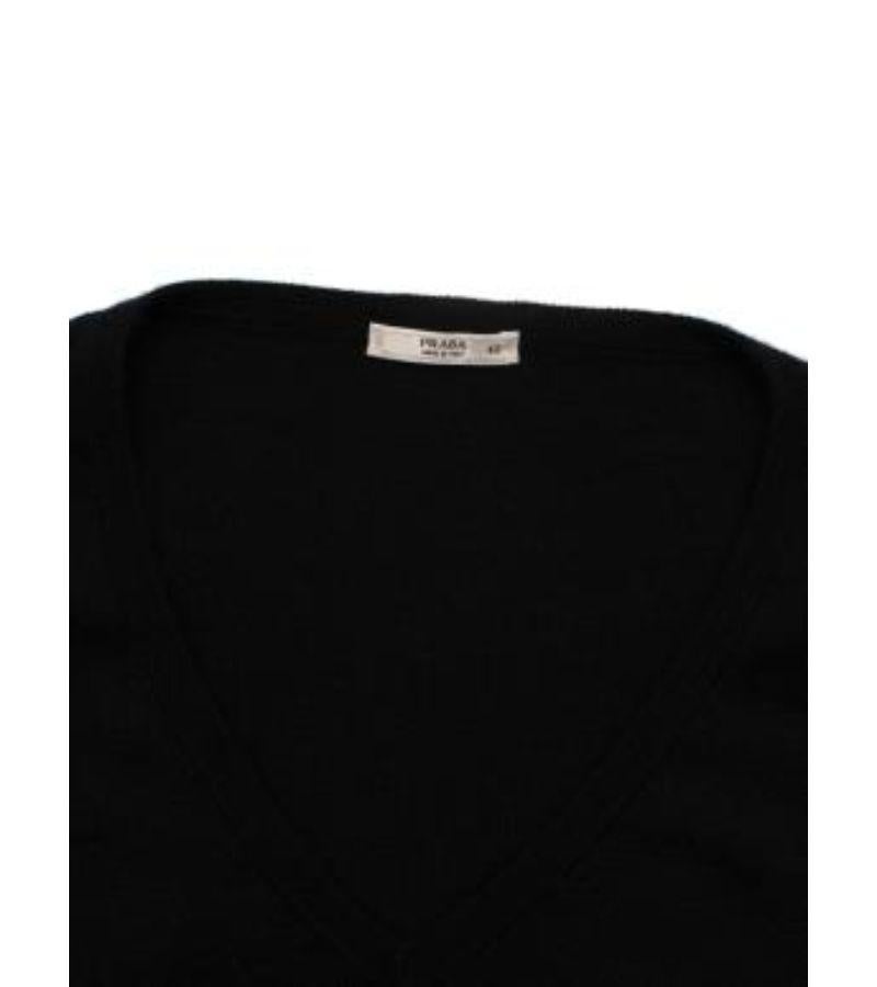 Women's Prada Black Cashmere & Silk Blend V Neck Sweater For Sale
